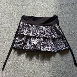 Leopard Ruffle Mini Skirt with shorts attached